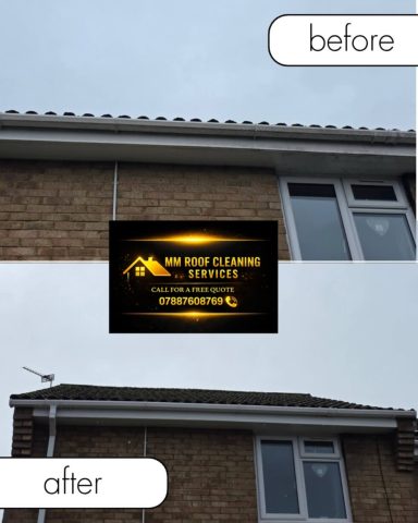 Before and after images of a building with a new illuminated sign.